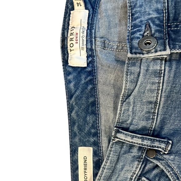 Torrid Blue Straight Leg Jeans with Floral Accents - Picture 3 of 7